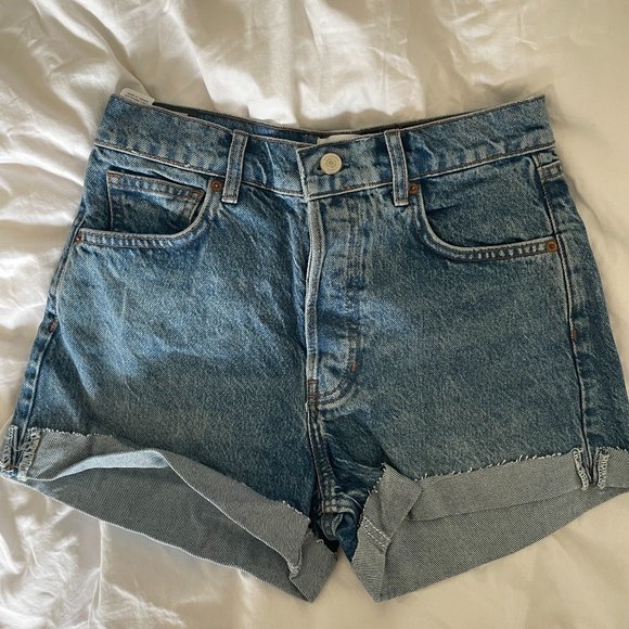 Reformation Charlie Cuffed High Rise Jean Shorts - Picture 5 of 7